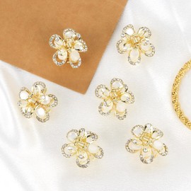 Oblihumoy 6 Pcs Small Flower Hair Claw Clips for Women Girls Cute Rhinestone Crystal Mini Hair Barrettes Small Decorative Barrettes Sparkling Hair Accessories for Wedding Daily Party