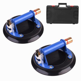 8 Inch Vacuum Pump Suction Cup, Set of 2, Metal Handle and Brass Pump，Glass Lifters for Lifting Large Tiles, Marble, Glass