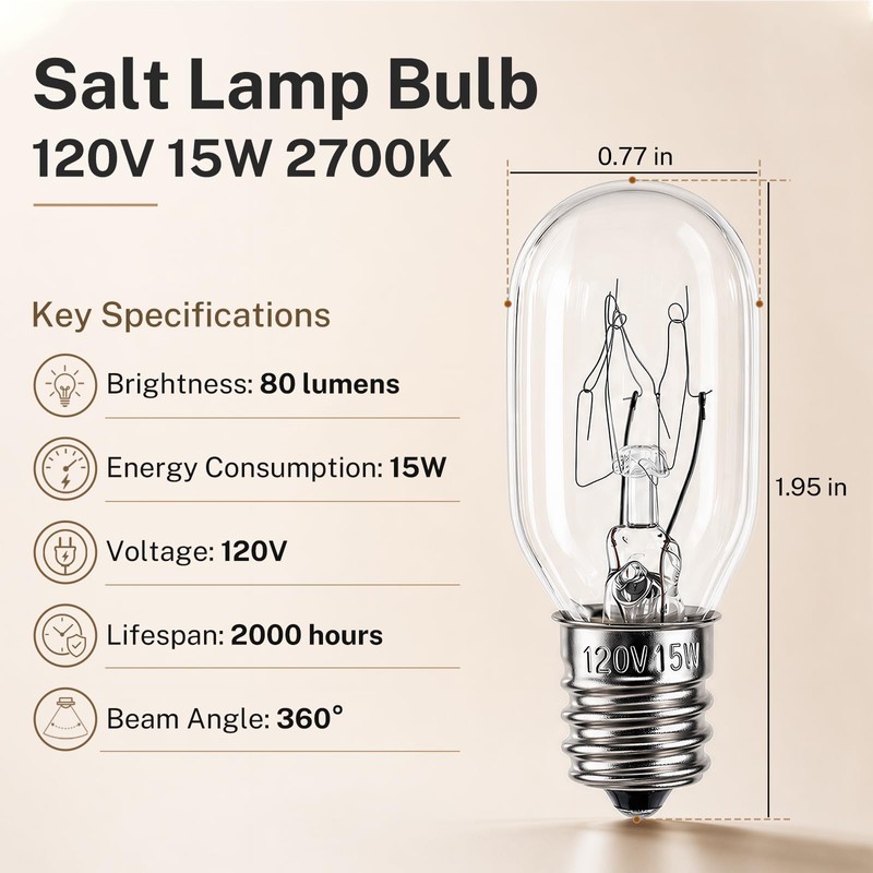 FRIGESWIFT 15W E12 Salt Lamp Bulb 120V 2700K Clear Glass