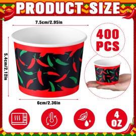 RimCereal 400 Pcs Chili Cook off Tasting Cups Small Disposable Paper Bowls Chili Cups Portion for Party Mexican Party Cooking Food Sauce Supplies (4 oz)
