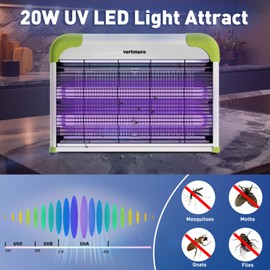 vertmuro 20W Electric Bug Zapper, Indoor Fly Insect Killer with 3000V Grid, UV Light, Mosquito Gnat Zapper w 2 Replacement Bulbs for Home, Kitchen, Restaurant, Garage