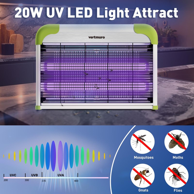 vertmuro 20W Electric Bug Zapper, Indoor Fly Insect Killer with