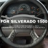 AQJ 15" Steering Wheel Cover Genuine Leather for Chevy Silverado