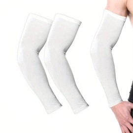 1 Pair UV Protection Cooling Arm Sleeves UPF 50+ Sun Protection for Men & Women – Breathable UV Blocking Sleeves for Cycling, Golf, Running | Tattoo Cover (White)