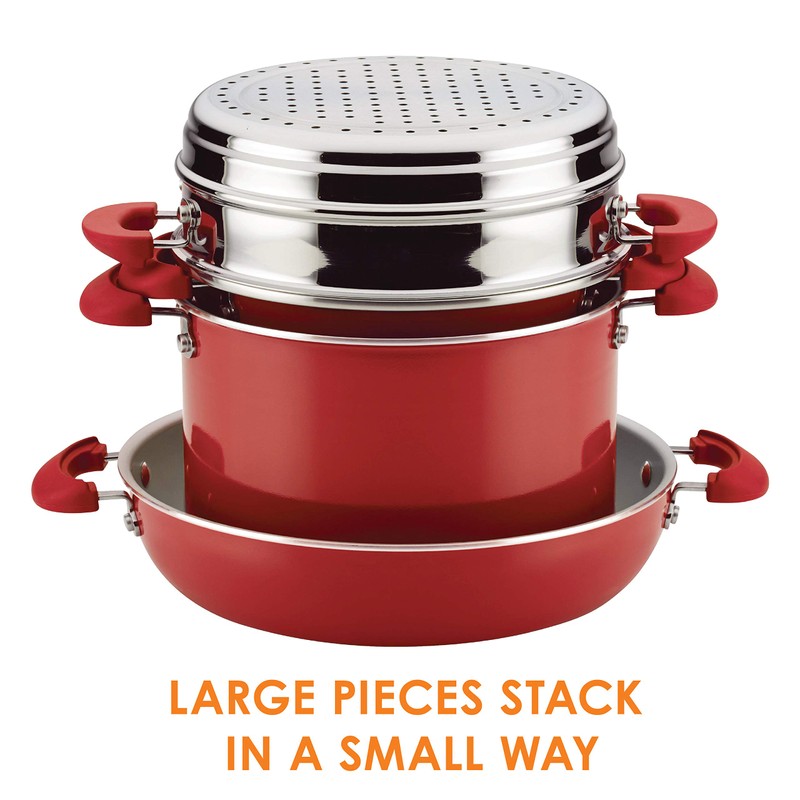 Rachael Ray Get Cooking Stackable Nonstick Pots and Pans, Cookware