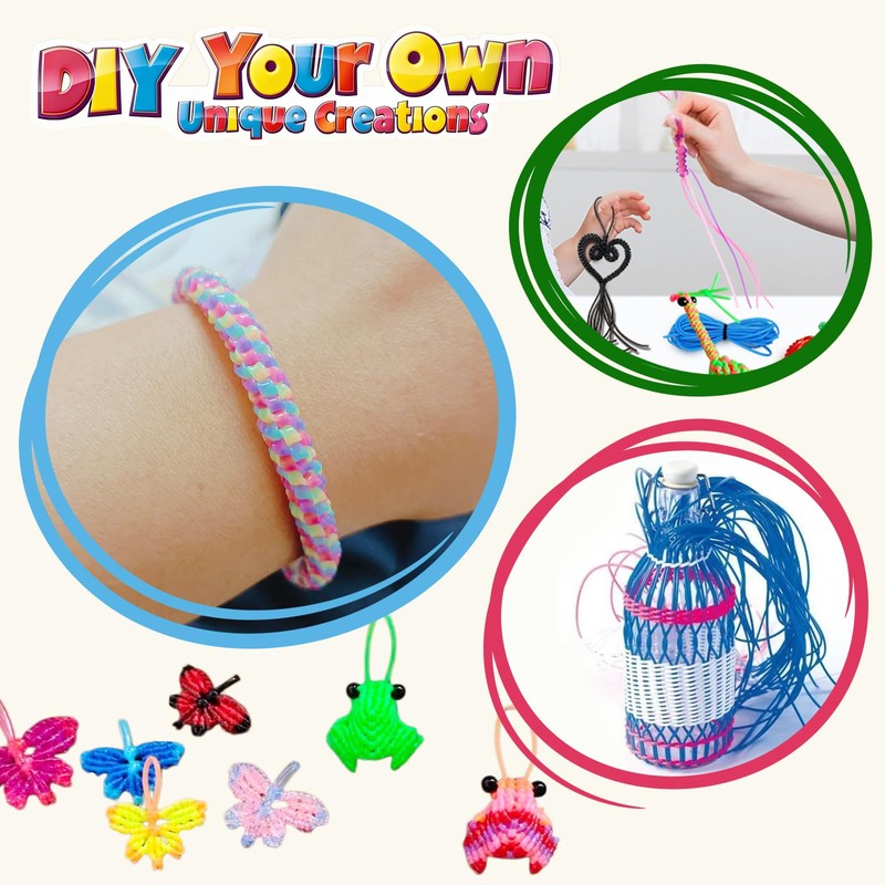 VINATO Set Creativo Fai-da-Te, Kit Completo per Intreccio Scoubidou con