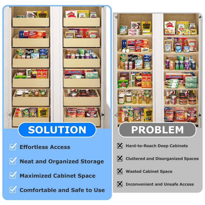 WelFurGeer Soft Close Pull Out Cabinet Organizer, 14" W x