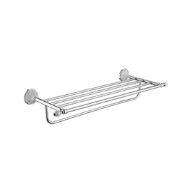 MODONA Four Piece Bathroom Accessories Set, Includes 24” Towel Bar, Robe Hook, Towel Ring, and Toilet Paper Holder – White Porcelain & Chrome - Flora Series - 5 Year Warrantee