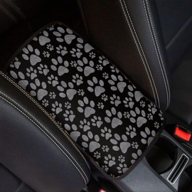 Dreaweet Dog Paw Print Car Armrest Cover for Women Car Center Console Pad Cute Car Accessories Universal Fit Armrest Cover Protector for Cars,SUV,Sedan