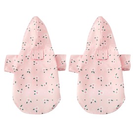 EDLMKM 2 Stück Hunderegenmantel, Wasserdichter Hundemantel mit Kapuze, Hunde Kapuzenpullover, Leicht, mit Loch für Geschirr, Regenjacke für kleine Mittelgroße Hunde und Welpen (Rosa, M)