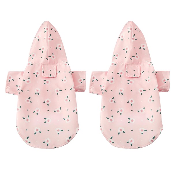 EDLMKM 2 Stück Hunderegenmantel, Wasserdichter Hundemantel mit Kapuze, Hunde Kapuzenpullover,