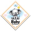 Baby on Board Car Sign, Cute Elephant Design, with Reusable