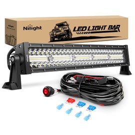 Nilight Led Light Bar 22Inch 480W Triple Row Flood Spot Combo Waterproof Off Road Driving Lighting with Off-Road Wiring Harness for Boat Trucks Pickup SUV ATV UTV, 2 Years Warranty