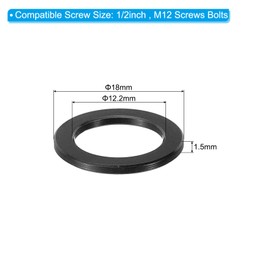PATIKIL M12 Aluminum Spacer, 8Pcs Metal Spacers Aluminum 12.2mm ID x 18mm OD x 1.5mm L Aluminum Spacer Screw Standoff Round for 1/2in or M12 Screw Bolt, Black