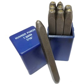 BENCH WIZARD 9 Pc Numeric Punch Set | Size 1/16" (1.5MM) | Heat-Treated Carbon Steel Punches | Numbers 0-8 Included with 6 & 9 Interchangeable | Great For Metal, Plastic, Wood, Leather Stamping