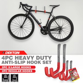 DEKTON 4PC Assorted Wall Hooks - Heavy-Duty Hooks with Max Capacity of 35kg | Ideal for Hanging Tools, Coats, Bags, and More | Durable, Rust-Resistant Metal Construction for Home, Garage, or Office