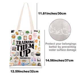 JNIAP Bible Teacher Tote Bag Bible Leader Gifts Training Them Up Proverbs 22:6 VBS Tote Bag Pastor Gifts, Training Them Up Tb, Large