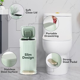 Black and Gold Bathroom Accessories Set 9 PCS, Bathroom Sets with Stainless Steel Trash Can,Toilet Brush and Plastic Toothbrush Set,Soap Dispenser and Shower Curtain, 2PCS Rugs for Bath Decor