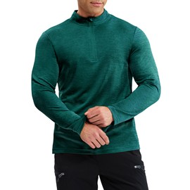 Haimont Men's UPF 50+ Long Sleeve Quick Dry Sun Protection Fishing Shirts Moisture Wicking Workout Beach Tops, Dark Green, M