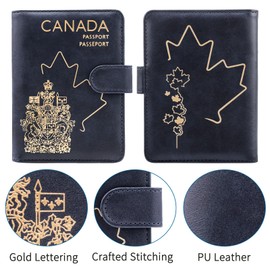 RFID Blocking Passport Holder, Premium PU Leather Travel Wallet Passport Cover Case, Travel Essentials for Flying, Navyblue