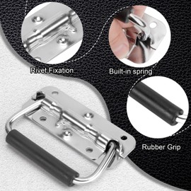 Jesustree Klappgriff Edelstahl, 4 Stück 100mm Tragegriff Hardware Boxen Griff mit Frühling für Flightcase Lautsprecherboxen Toolbox Tür Werkzeug Boxen (Silber)