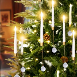 Jestonten Christmas Tree Candles Lights with Remote - 12 Pack LED Flickering Flameless Candle Lights for Christmas Tree Decoration, Holiday Decoration & Home Party Decor, Crystal Ball