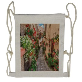 Lunarable Marine Drawstring Backpack, Sailboat at Sunset, Sackpack Bag