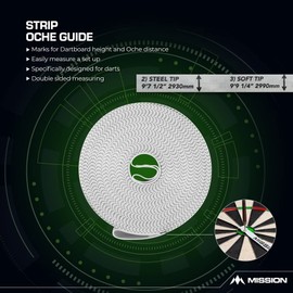 Mission Darts BX078 | Striscia di nastro di misurazione per bersaglio e guida Oche per una facile configurazione