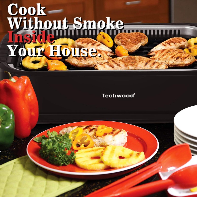 Techwood 1500W Smokeless Indoor Electric Grill with Non-Stick Plates and