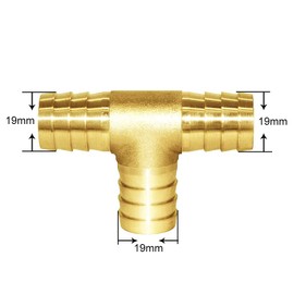 Joywayus 3/4" Hose Barb Tee 3 way Union Fitting Intersection/Split Brass Water/Fuel/Air