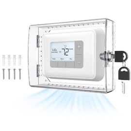AUURIO Upgraded Thermostat Lock Box with Key, Large Space Thermostat Cover Seamless Anastomosis, Clear Decorative AC Lock Box Cover on Wall Fits Thermostats 4.8" H x 6" W or Smaller
