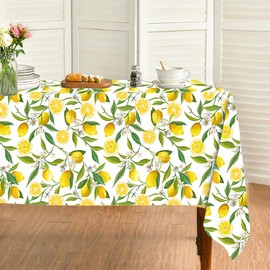 Quimoy Summer Tablecloth 60×84 Inch Rectangular, Washable Lemon Decorative Table Cloth, Refreshing Lemon Table Cover for Summer Party Picnic Kitchen Dinner Decor