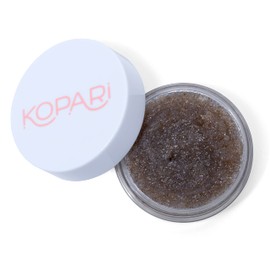 Kopari Exfoliante de labios de coco, elimina la piel seca para labios suaves, arena volcánica, azúcar morena y conchas de coco trituradas, hidratante, exfoliante, aceite de coco orgánico, vainilla, vegano