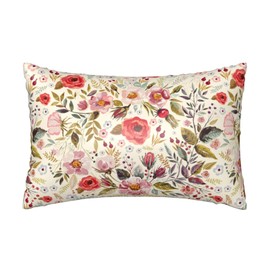 JKJNLHJE Silk Pillowcase for Hair and Skin Vintage Red Flowers Leaves Satin Pillowcases with Zipper Slip Cooling Satin Pillow Cases 20x30 Inches Pillow Cover Similar to Silk Pillow Covers