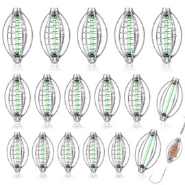 ADNEWX® Pack of 17 Fishing Feeder Basket, Spring Fishing Inline Feeder Set, Stainless Steel Fish Bait, Feeder Basket for Nesting and Feeding (Fishing Basket 5 cm, 6 cm, 7 cm)