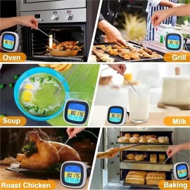 Termómetro Digital Cocina Para Carne, Doble Sonda Para Horno Plateado                                                                                 