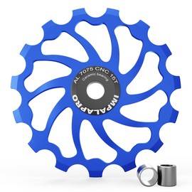 IMPALAPRO Bicycle Shift Rollers 15T/17T AL7075 CNC with Ceramic Bearings - Bicycle Rear Derailleur Pulley - Bicycle Rear Derailleur - Gear Wheels (15T Blue)