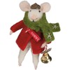 Primitives By Kathy Mouse 4.38 Inches Tall Fabric Sammy with Bell Seasonal Decor