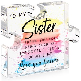 Sisters Gifts from Sister - Gifts for Sister from Brother, Best Sister Ever Gifts, Mothers Day Birthday Sisters Acrylic Puzzle Piece Christmas Wedding Present for Sister Desk Plaque