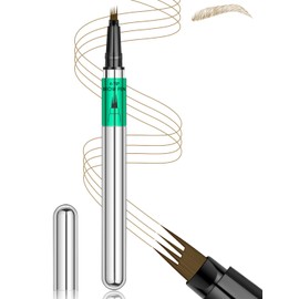 Microblading Eyebrow Pen, Waterproof Eyebrow Pencils for Women Blonde Hair Like Natural Brow Contouring Pen, Precise Thin Four Forks Tip Liquid Brow Filler Pencil Long Lasting, Light Brown