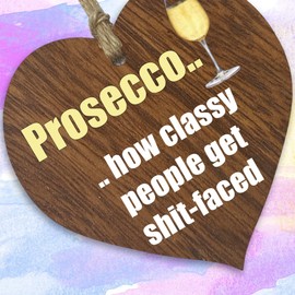 Hanging Wooden Heart Sign Plaque for Prosecco Lovers - Gifts for Women - Dark Wood Hearts Signs, Thank You Gifts, Friendship Plaque, Best Friend Birthday, Christmas, Bridesmaid Gift