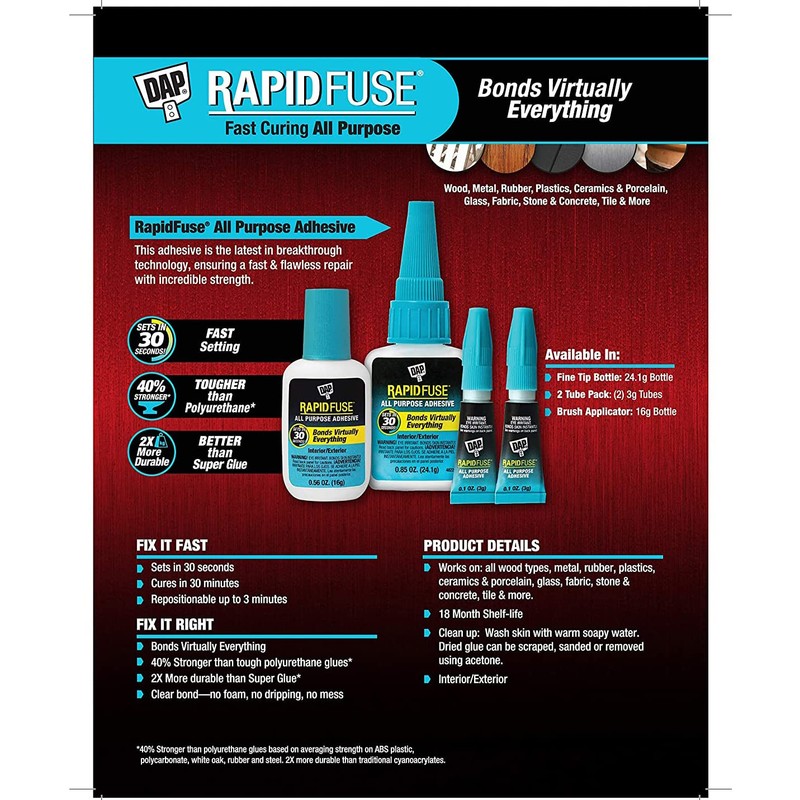 Dap 00155 0.85 Oz RapidFuse™ Fast Curing All Purpose Adhesive