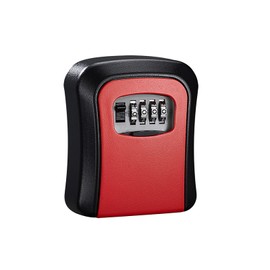 SYGELER Key Lock Box with Resettable Combination Code - Wall-Mounted Portable Key Storage Safe for Home, Office, Apartment (1 Pack, Red)