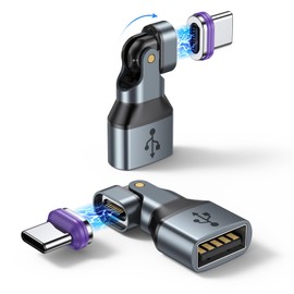 AUFU USB to USB C Magnetic Adapter Pack of 2, OTG Adapter USBC 2.0, 16PIN 18W OTG Type C Magnetic for Phone 16 15 Pro Max, MacBook Pro, Galaxy S25 and Type C Devices