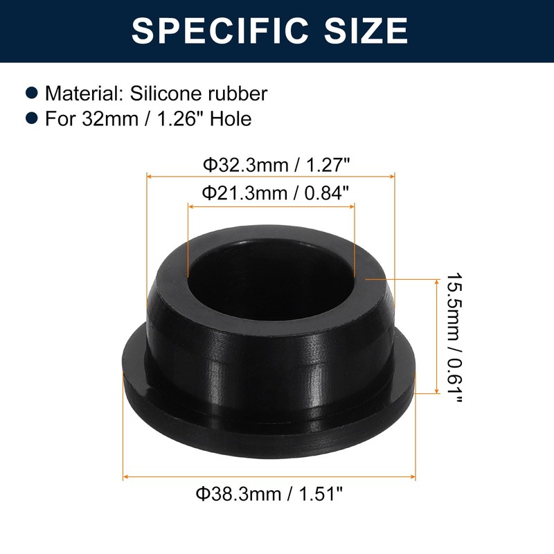 sourcing map 2 Pcs Black Plug Holes, Waterproof Rubber Button