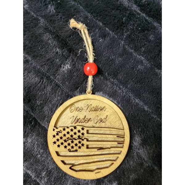 Unbranded New 4" " One Nation" Christmas ornament Veteran Made.