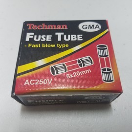 Pack of 5-10A Glass Fuse (GMA), 250v, 5mm x 20mm (3/16" X 3/4") Fast Blow (Fast Acting)