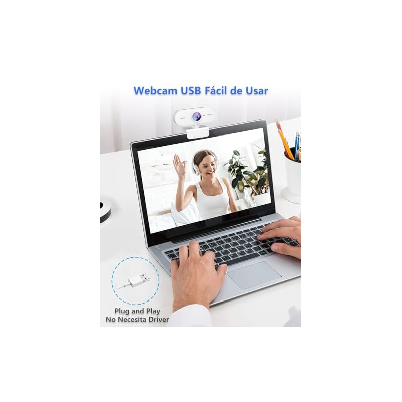ZZCP Webcam con Microfono para PC,Camara Web para PC HD
