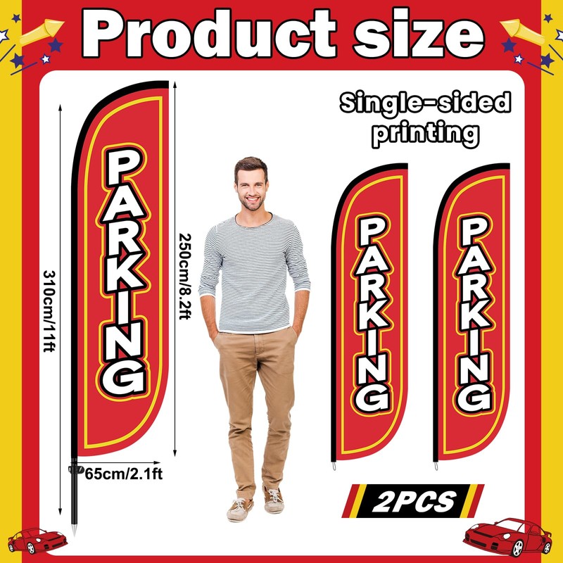 Fanfanwin 2 Pack Parking Feather Flag with 11 ft Pole