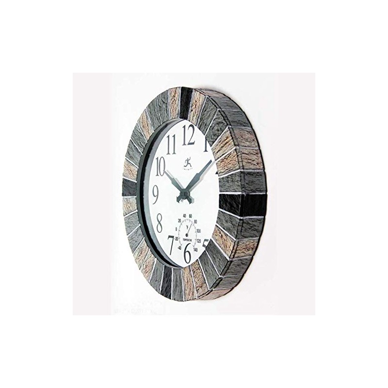 Infinity Instruments Slate 13 inch Outdoor Wall Clock Faux Slate